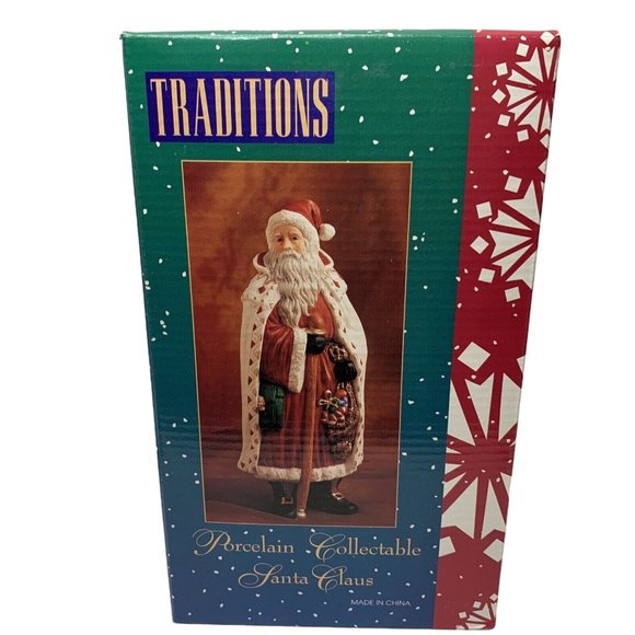 Traditions Christmas Santa Claus Holding Staff Bag Toy Figural Porcelain - Picture 12 of 12